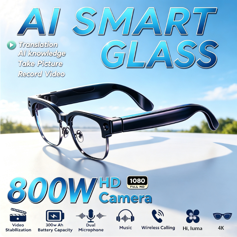 800W HD Piksel Akıllı Gözlük E - Audio Music To Video Ai incelemesi ve fiyatı